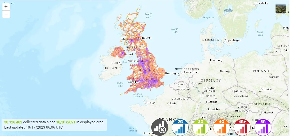 Vodafone UK- Coverage maps